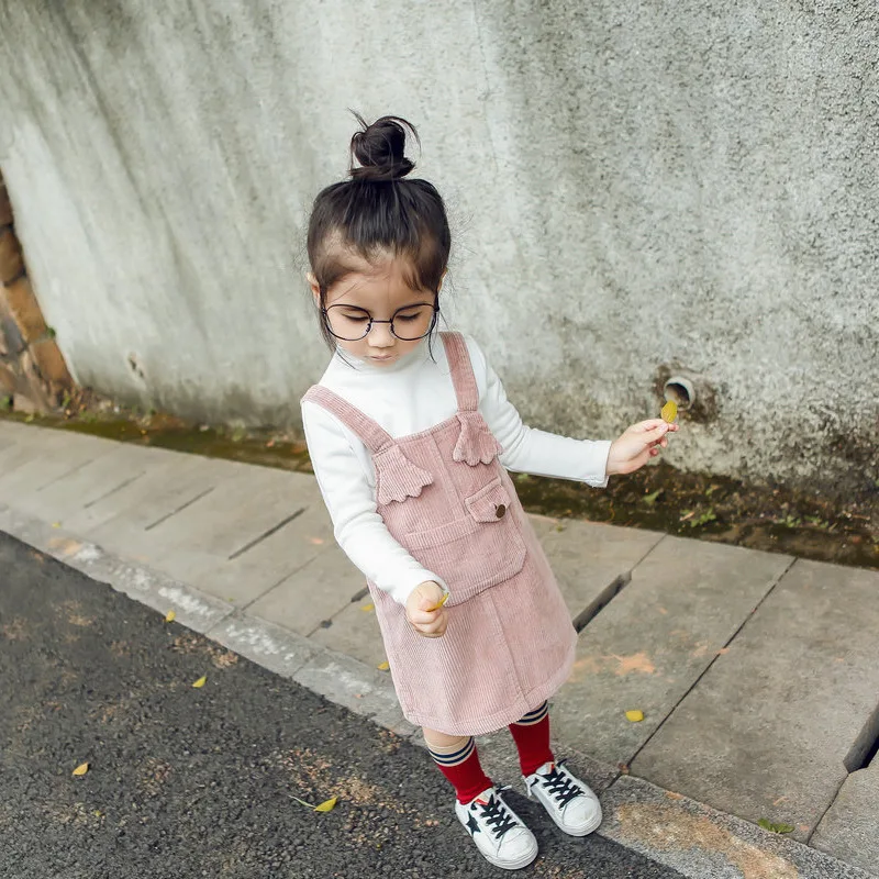 

Cute Baby Girl Corduroy Suspender Dress Princess Spring Autumn Children Clothing Kids Party Dress Baby Girl Pink Yellow Clothes