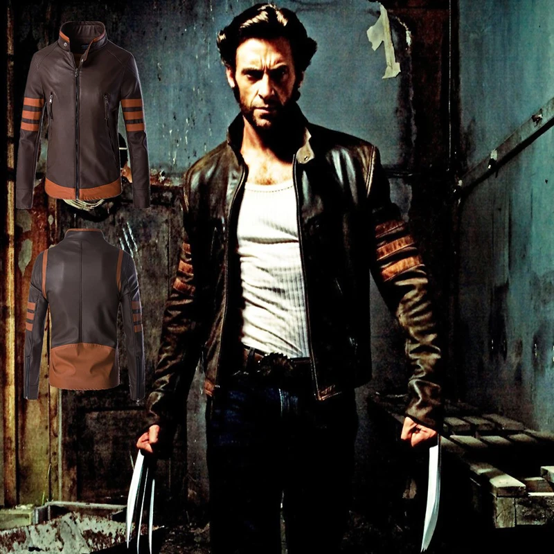 

New Men Wolverine Leather Jacket Cosplay Fashion Patchwork PU Motorcycle Jacket Male Casual Windbreaker Coats