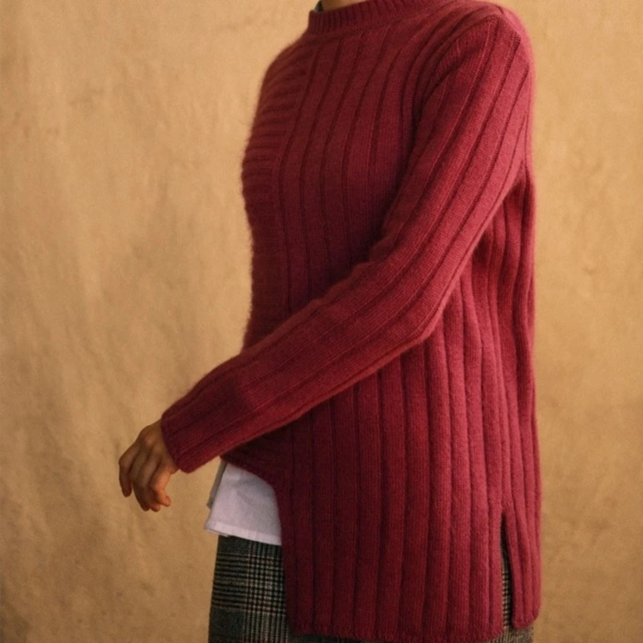 Sweater women 2018 Winter O-collar Cashmere Irregular Shirt Short Women Sweaters High Quality Loose Knit Sweater Thickcardigan