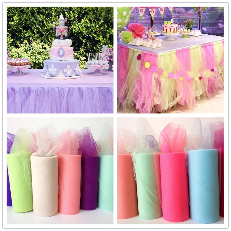 

2018 hot sale tulle fabric 15cm*22m tulle roll for tutu skirt wedding decoration organza birthday party decorations kids adult