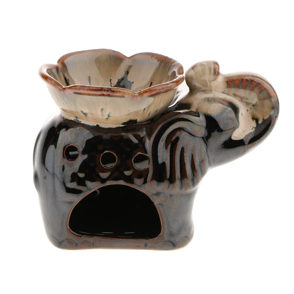 CERAMIC ELEPHANT OIL BURNER+TEALIGHT CANDLE HOLDER DECOR ORNAMENT FIMGURINES