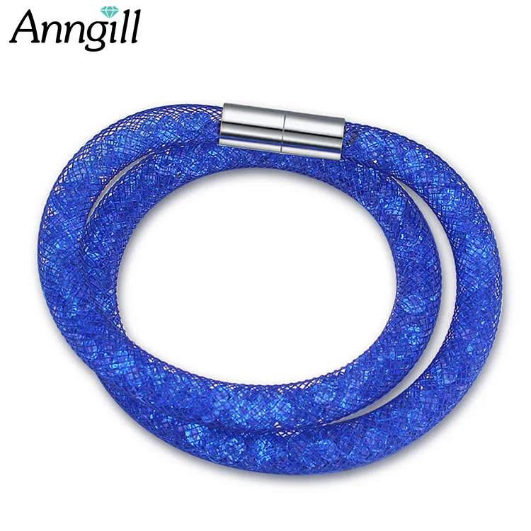 

ANNGILL Design High Quality Bracelets & Bangles Crystal From Swarovski Double Mesh Chain Magnetic Bracelet Femme Dropshipping
