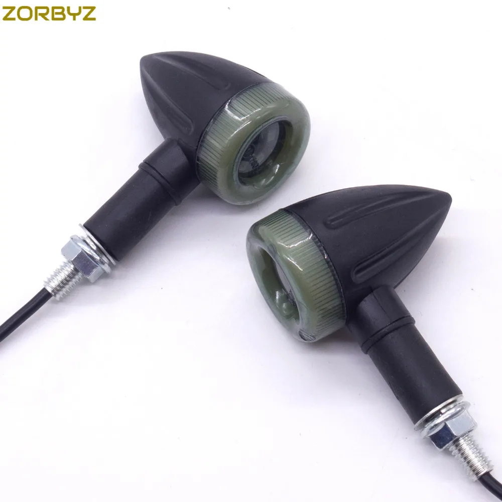 ZORBYZ 2X Универсальный черный мотоцикл светодиодный Янтарный фонарь поворотник задние тормозные Световые индикаторы