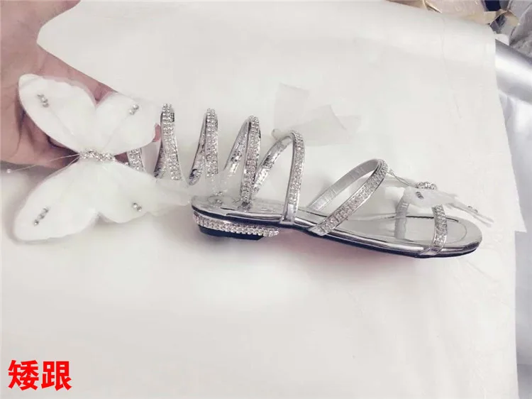 Женская обувь с бабочками и высоким каблуком, украшенная бантом и кристаллами женские сандалии-гладиаторы женские ботинки обувь на плоской подошве из змеиной кожи женская обувь размера плюс