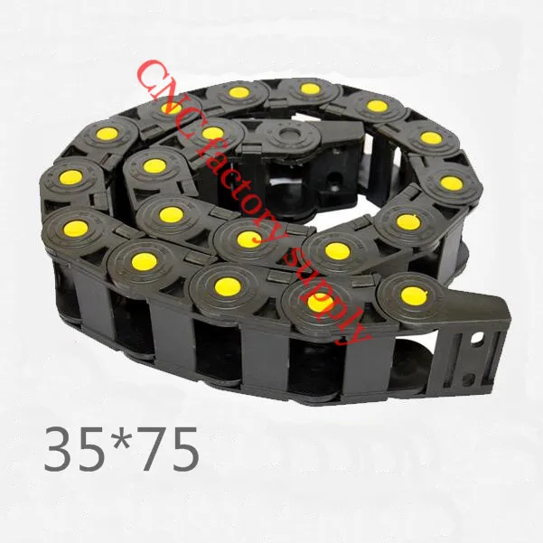 Free Shipping Yellow spot 1M 35*75 mm Plastic Cable Drag Chain For CNC Machine,Inner diameter opening cover,PA66