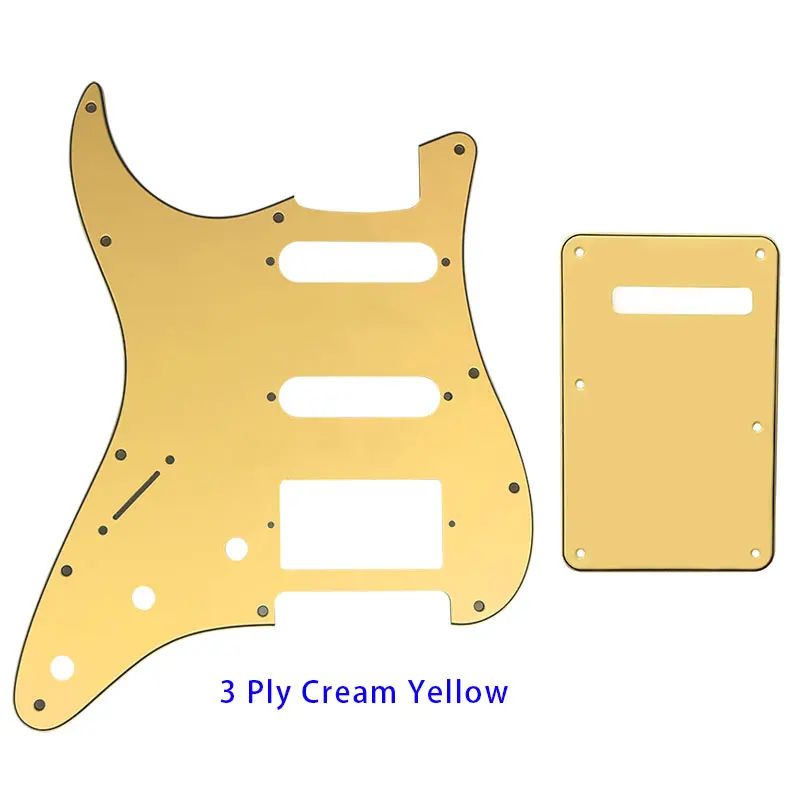 3 ply cream yellow ST HSS PAF pickguard with back plate