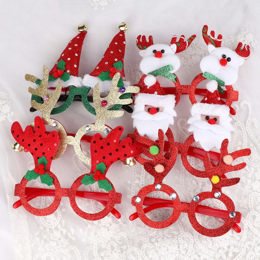 

Christmas Glasses Xmas Party Decoration Props Santa Claus Snowman Pendant Christmas Ornament New Year Gifts Toy
