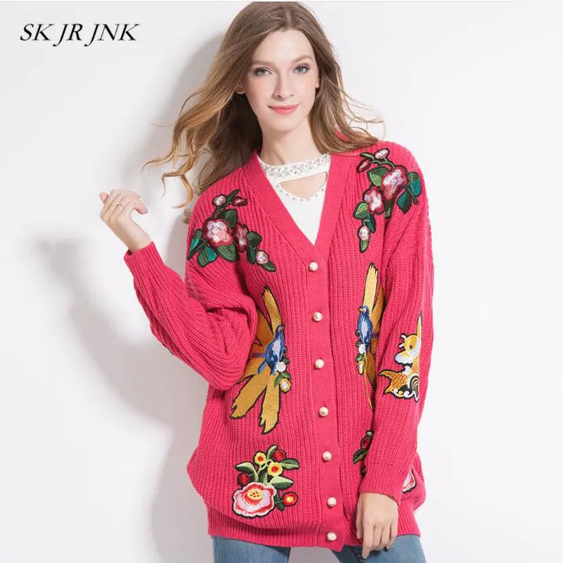 Women Autumn Winter Knitted Sweaters Cute Luxury Embroidery Animal