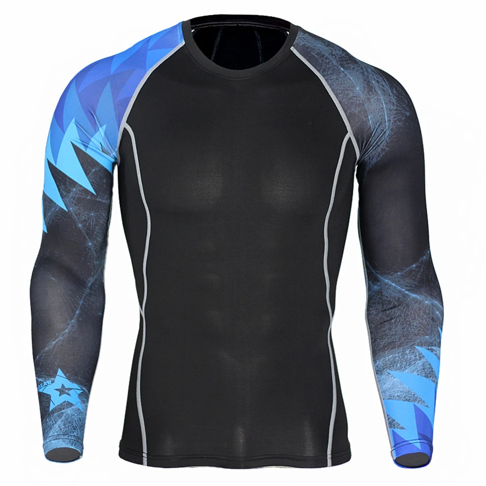 MASCUBE Для мужчин сжатия рубашки ММА Rashguard держать Фитнес с длинным рукавом базовый Слои кожу жесткой Вес подъема упругие Для мужчин s футболки