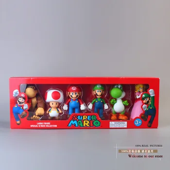 

Super Mario Bro Mario Luigi Donkey Kong Peach Toad Yoshi PVC Action Figure Model Toys Dolls 5" 12cm 6pcs/set New in Box SMFG198