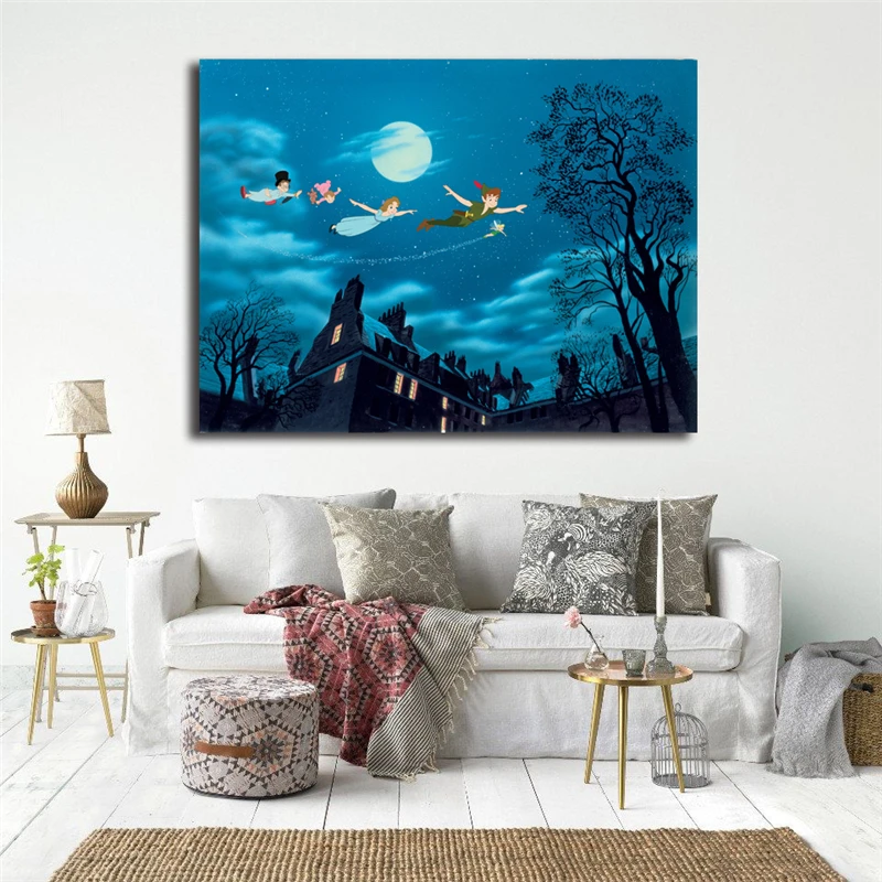 Us 5 64 6 Off Peter Pan Bluray 65th Anniversary Canvas Painting Print Bedroom Home Decor Modern Wall Art Oil Painting Poster Picture Framework In