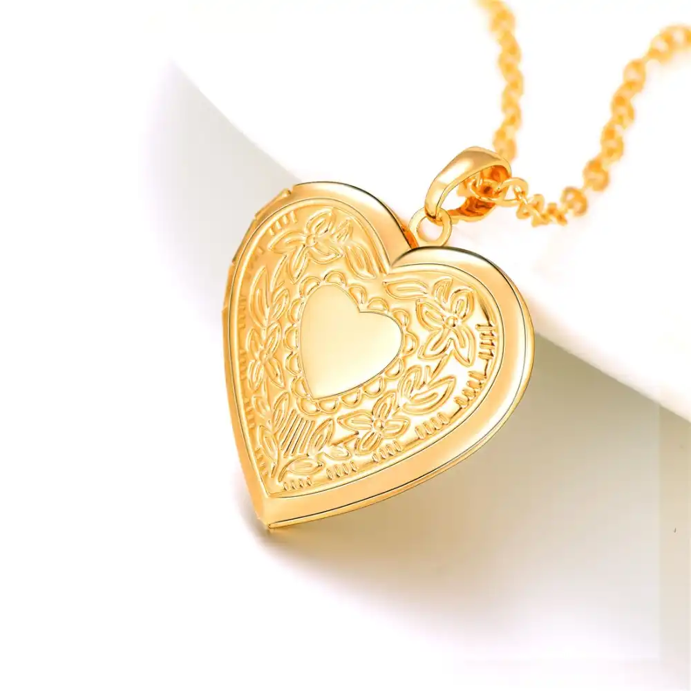 Love Heart Locket Necklace That Holds Pictures Photo Polished Locket Necklace Birthday Gifts for Women Girls