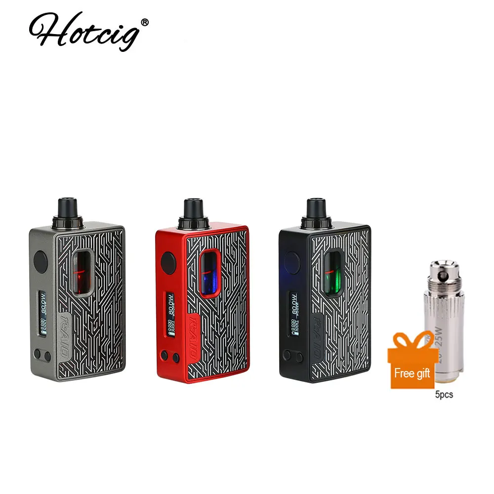 

Free Gift Coil! Hotcig R-AIO TC Kit w/ 0.9 Inch Full Screen Display & Unique Magnetic Battery Cover 80W Max Output Vs Hotcig RSQ