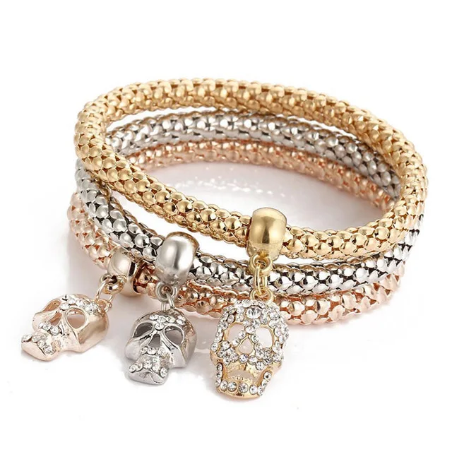 Модные браслеты в стиле бохо, 3 шт./набор, браслеты с кристаллами, золотой цвет, браслеты с подвесками для женщин, модные ювелирные изделия - Окраска металла: 81008