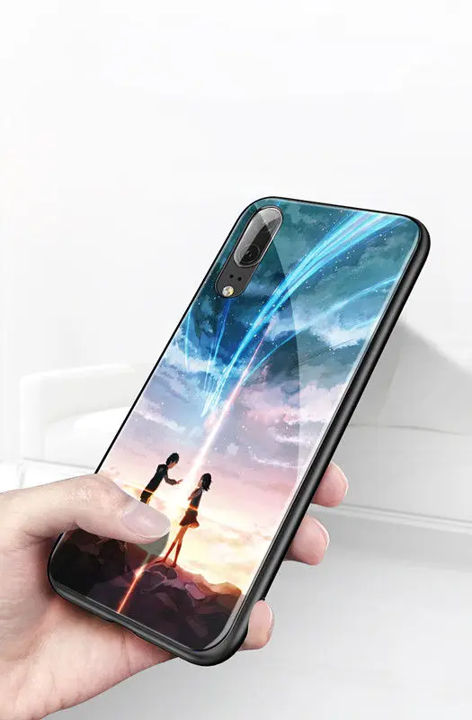 50 шт./партия, цветной чехол с рисунком из закаленного стекла для huawei P20/P20 Lite/Nova 3E, жесткий защитный чехол для телефона