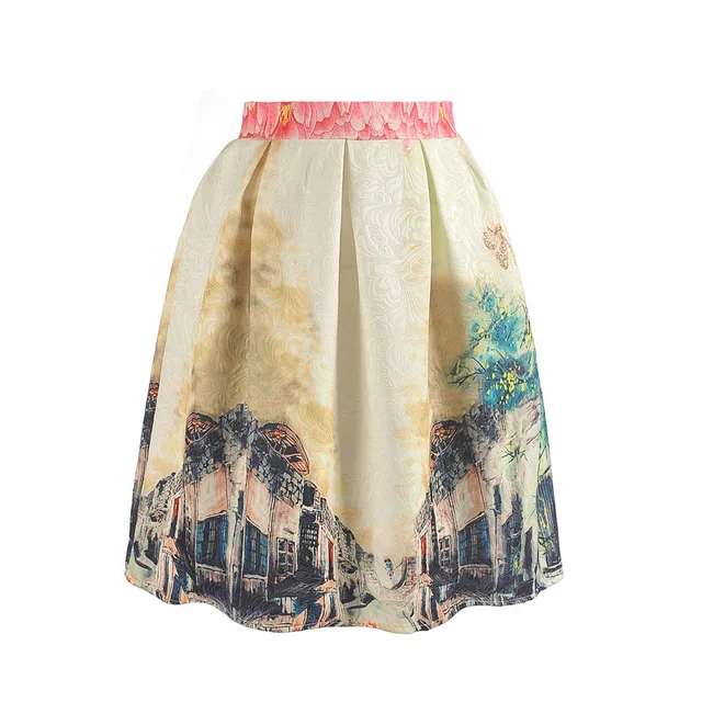 HOT 2017 Summer Skirt Girls Floral Print Vintage Casual Female Pleated