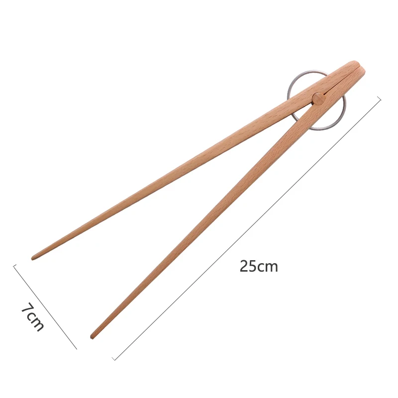 Wooden Kitchen Utensils Long Food Tongs Korean BBQ Tongs Wood Toaster Bread Salad Tongs Cake Clip Serving Tongs For Cooking BBQ(8)