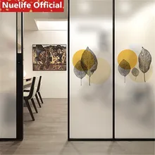 60x100 см листьев растений и эффектом потертости водонепроницаемый солнцезащитное стекло пленка ванная кухня офис балконные раздвижные двери стекло пленка N2