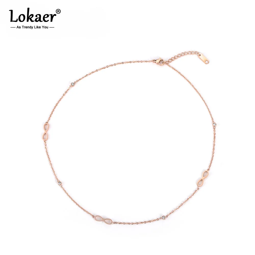 

Lokaer AAA Cubic Zirconia Chain & Link Necklace For Women Stainless Steel Infinity Love Wedding Female Necklace Jewelry N18041