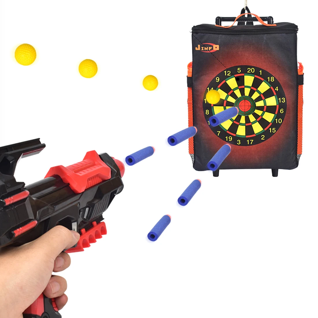 Чехол на колесиках из ткани Оксфорд Surwish для игр Nerf, чехол для хранения, сумка для стрельбы, багажные зажимы