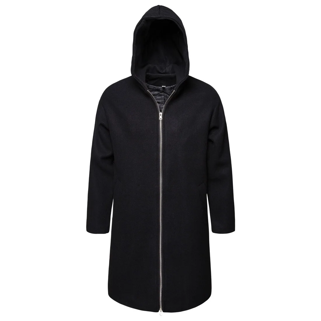 

Men's Wool Coat Hooded Windbreaker Coat Windbreaker Official Business Black Men's Windbreaker Pocket Coat Men's Woolen Coat