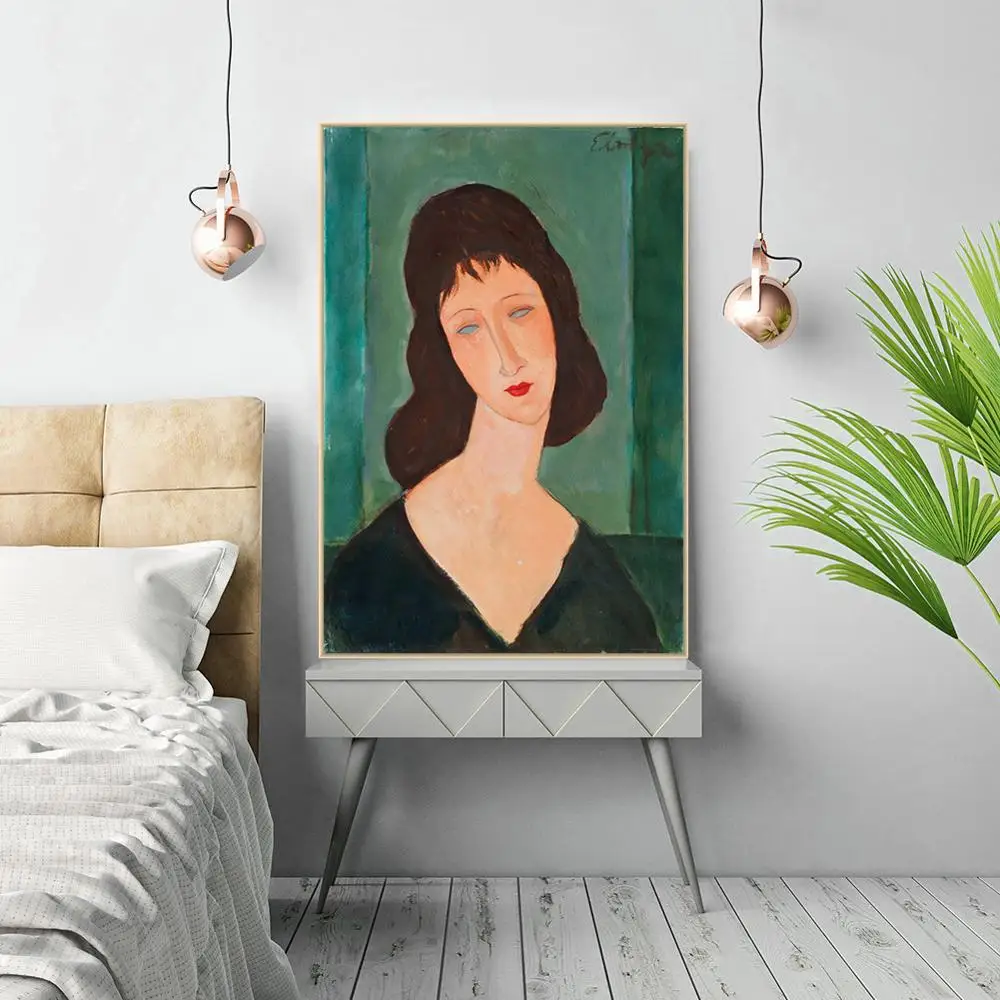 

Modern Vogue Woman Portrait by Amedeo Modigliani Canvas Print Painting Poster Wall Art Pictures for Living Room Home Decor
