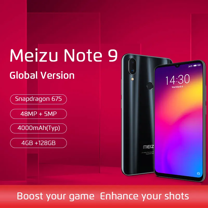 

In Stock Global Version Meizu Note 9 4GB 64GB 128GB Smartphone Snapdragon 675 Octa Core Note9 6.2'' 48MP Dual Camera
