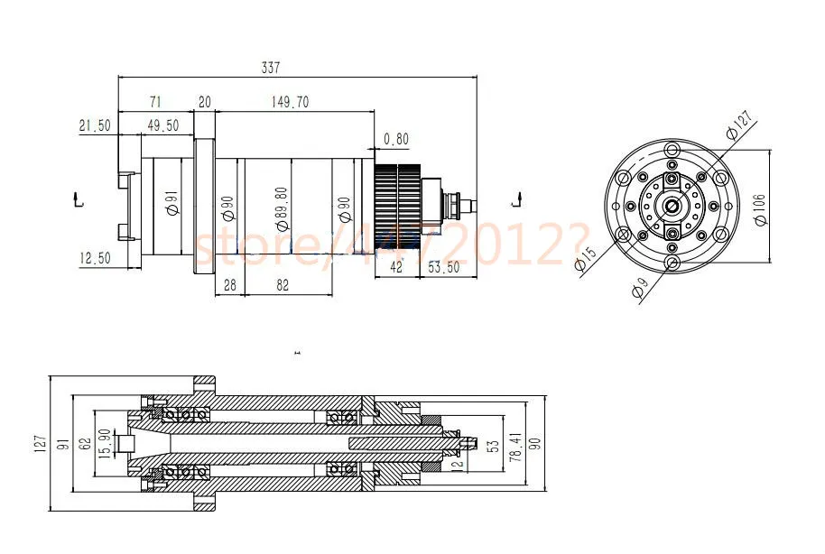 Cnc шпиндель bt30 синхронный Ременный привод для фрезерного станка ATC лепестковый зажим диск пружинный Тяговый инструмент Высокая скорость 90 мм для фрезерования