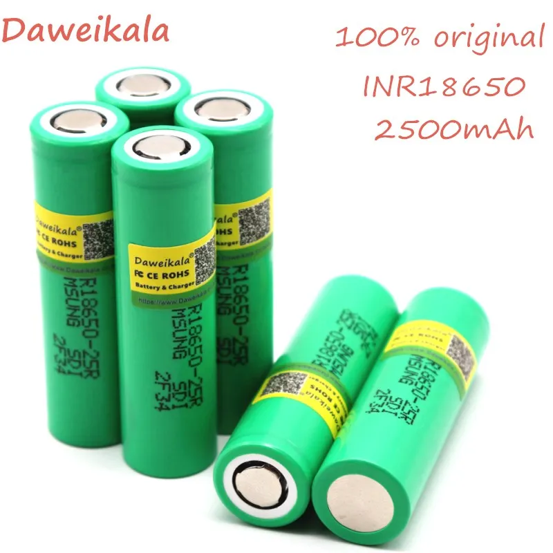 Daweikala 18650 2500 мАч батарея recargable 3,6 В для samsung INR 1865025R 20A USO de cigarrillos electronicos