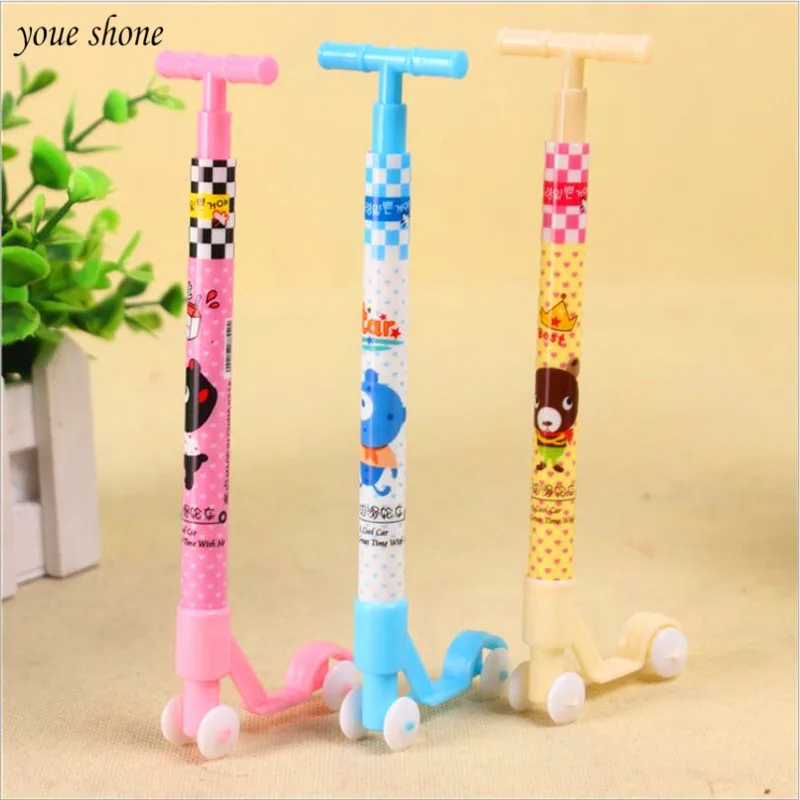 3Pcs / lots Cute Fashion Cartoon Scooter Ballpoint Pen Student Stationery Writing Tool