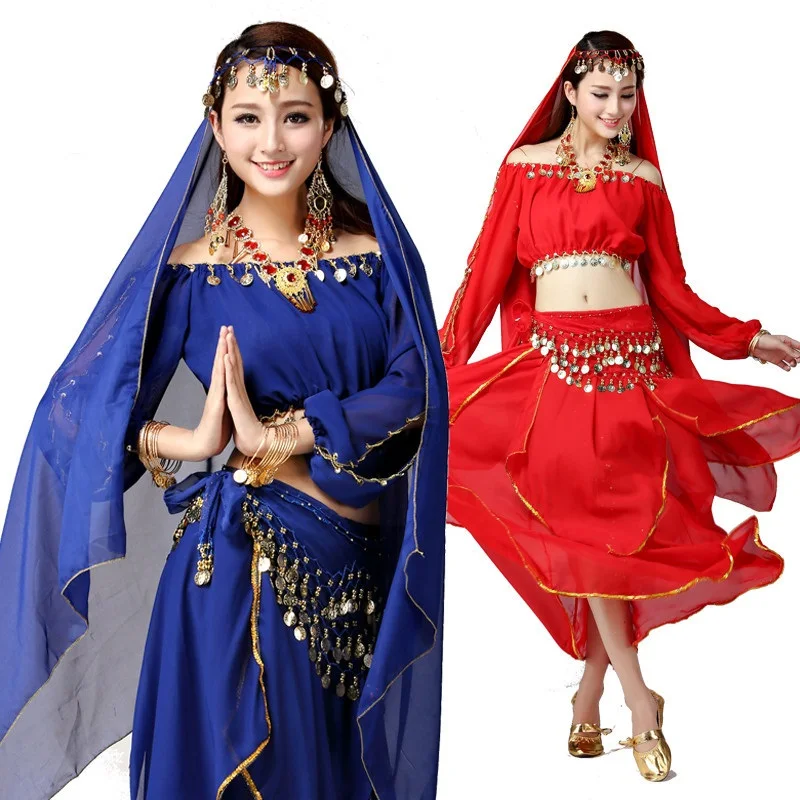 Женский костюм для танца живота bellydance бюстгальтер юбка с поясом платья Болливуда