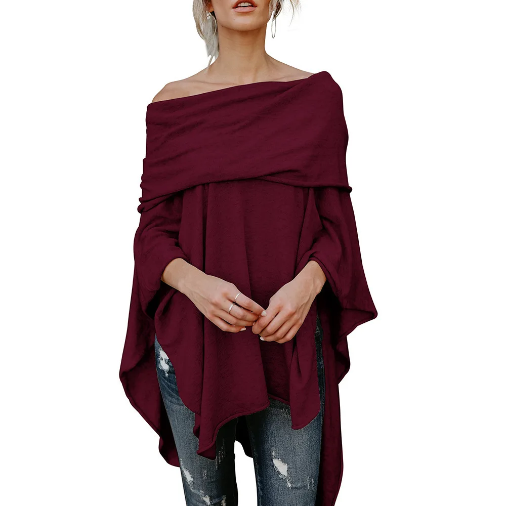 

2019 word neck open shoulder irregular hem jacket windbreaker