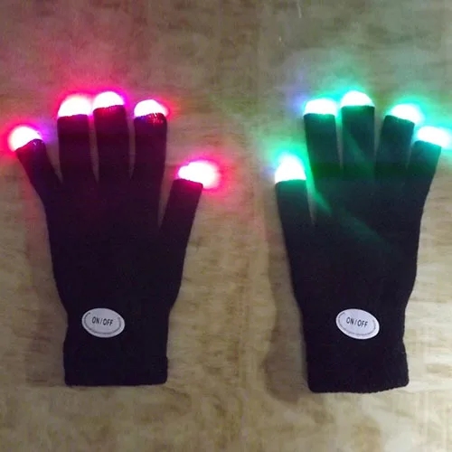 Вспышки пальца светодиодный перчатки унисекс Light Up палке Перчатки Варежки
