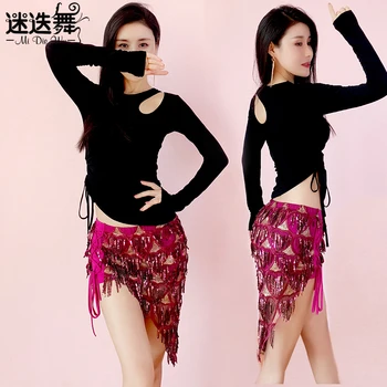 

New woman belly dance costumes long sleeves sequins Tassels skirts for woman belly dance wear