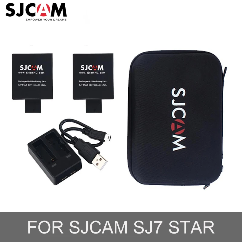 

Original Sjcam Sj7 Star Accessories 1PC Dual Charger +2PCS Batteries+ Sjcam Big Bag for Sjcam Sj7 Star Sports Action Camera