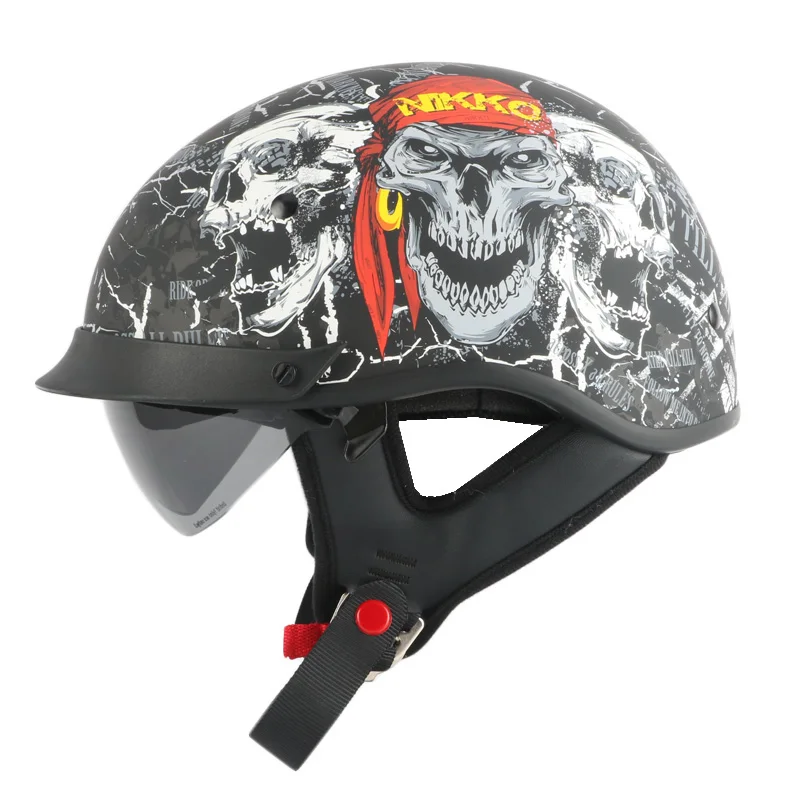 

THH brand New German casco pirate skull motorcycle helmet summer half face motorcycle helmet Chopper Cruiser helmets DOT