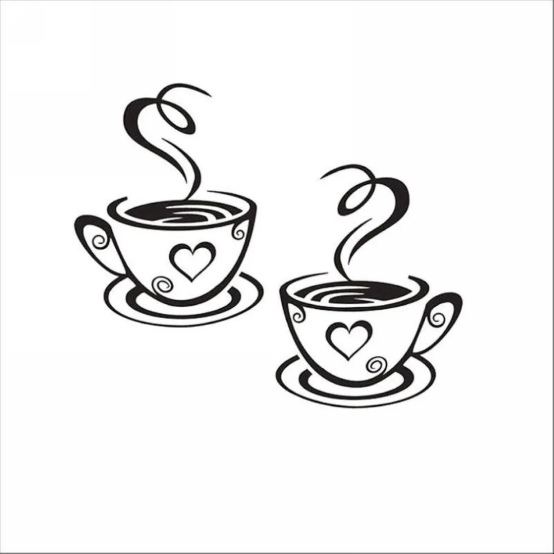 1 x Coffee Cups Cafe Tea Wall Stickers Art Vinyl Decal Kitchen Restaurant Pub Decor