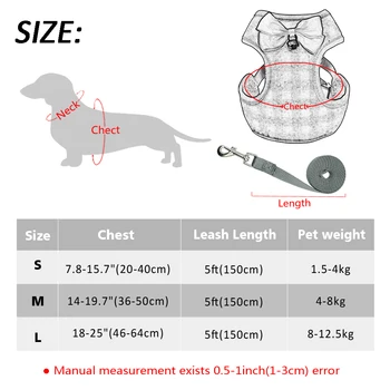 Small Dog Harness and Leash Set Pet Cat Vest Harness With Bowknot Mesh Padded For