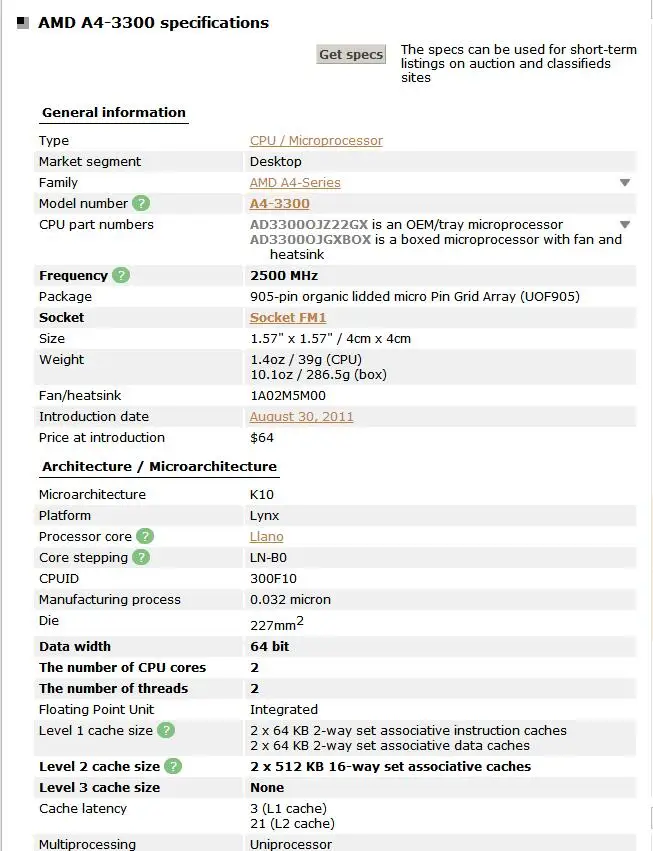 Процессор AMD A4 3300 2,5 GHz 65W cpu FM1 поцарапанные кусочки A4-3300