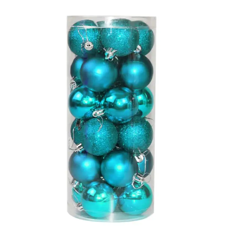 24 шт 4 см круглые рождественские мячики елочные шары Рождественское украшение круглые шары Рождество украшение для домашней вечеринки - Цвет: Синий