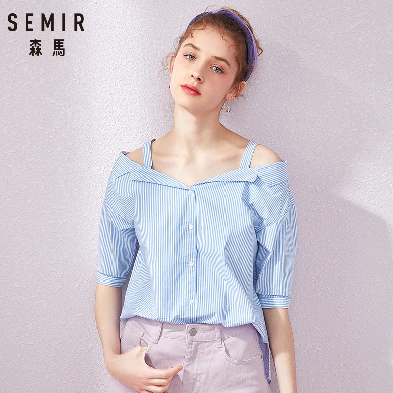 SEMIR женская блузка размера плюс Сексуальная Блузка с цветочным принтом и