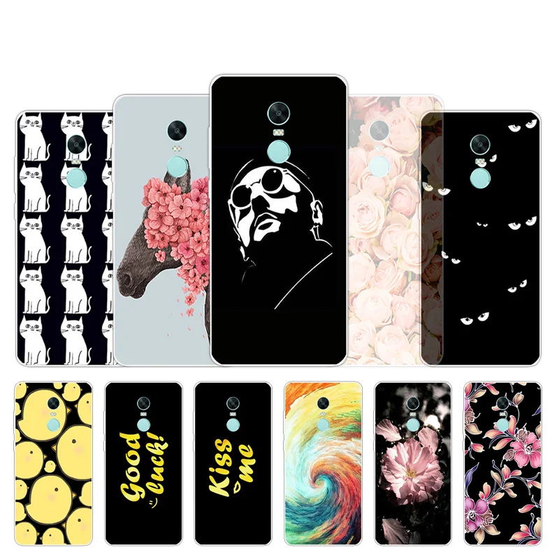 

5.5" Case For Xiaomi Redmi Note 4X Soft Silicone Clear TPU Cover Letter Design Ultrathin Black Matte For Xiaomi Redmi Note4X