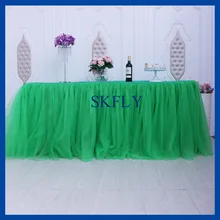 SK005B много цветов доступны индивидуальный заказ новые необычные свадебные темно зеленый пышные Тюлевая оборка для стола с липучкой