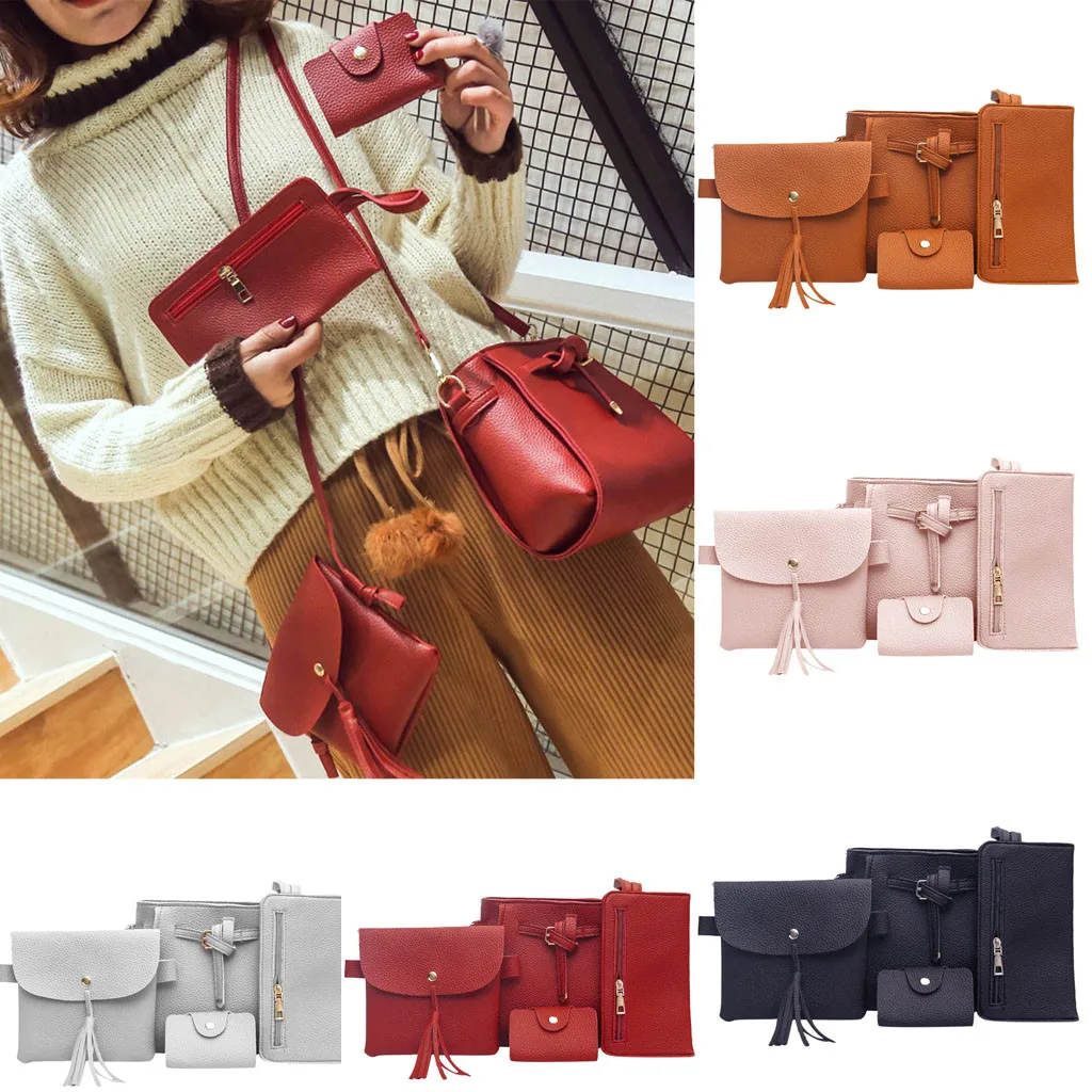 

4PCS Woman Bags 2019 New Fashion Four-Piece Shoulder Bag Messenger Bag Wallet Handbag High Quality Crossbody Bags bolsa mujer