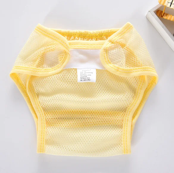 Новые моющиеся сетчатые подгузники с карманами для новорожденных, летние дышащие подгузники для младенцев, детские подгузники с хлопковой подкладкой, многоразовые памперсы, тканевые подгузники - Цвет: yellow
