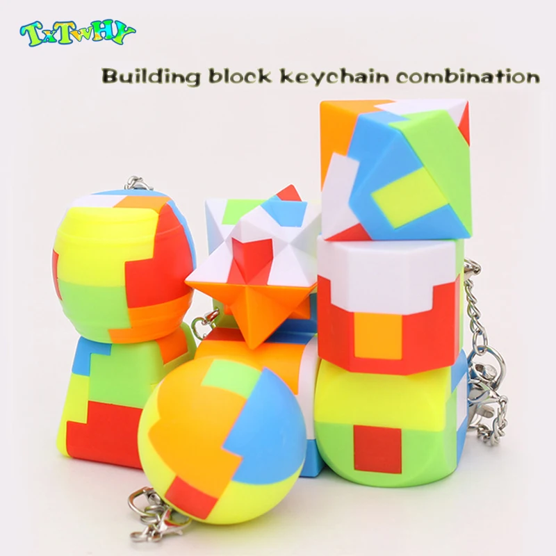 

Magic Cubes Keychain 3x3x3 3CM Magic cube Pendant twist puzzle Building block keychain combination Educational Toys For Children