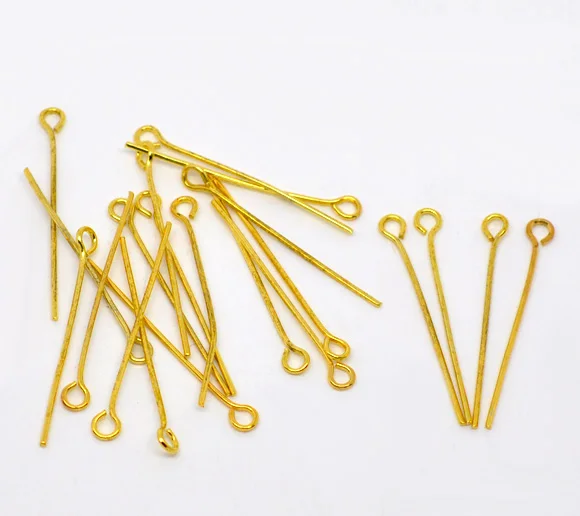 

Alloy Eye Pins Gold Color 3cm(1 1/8") long, 0.7mm ( gauge), 250 PCs