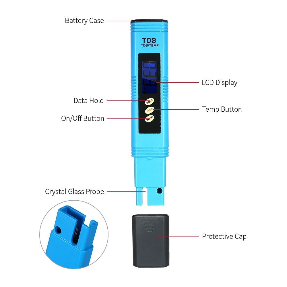 Портативный цифровой тестовый прибор TDS, ручка, Измеритель Качества Воды, ЖК-экран, мини-водонепроницаемый точный измеритель воды с ATC