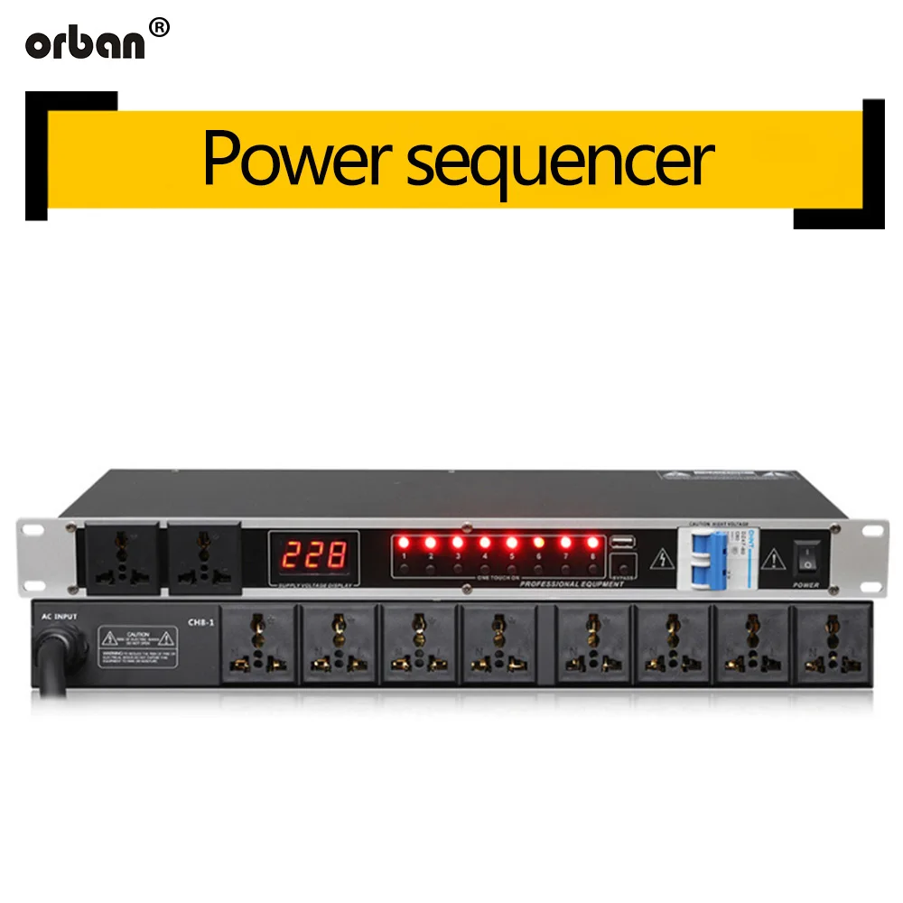 

Professional stage 8/10 way power sequencer socket order management controller air switch SR-820
