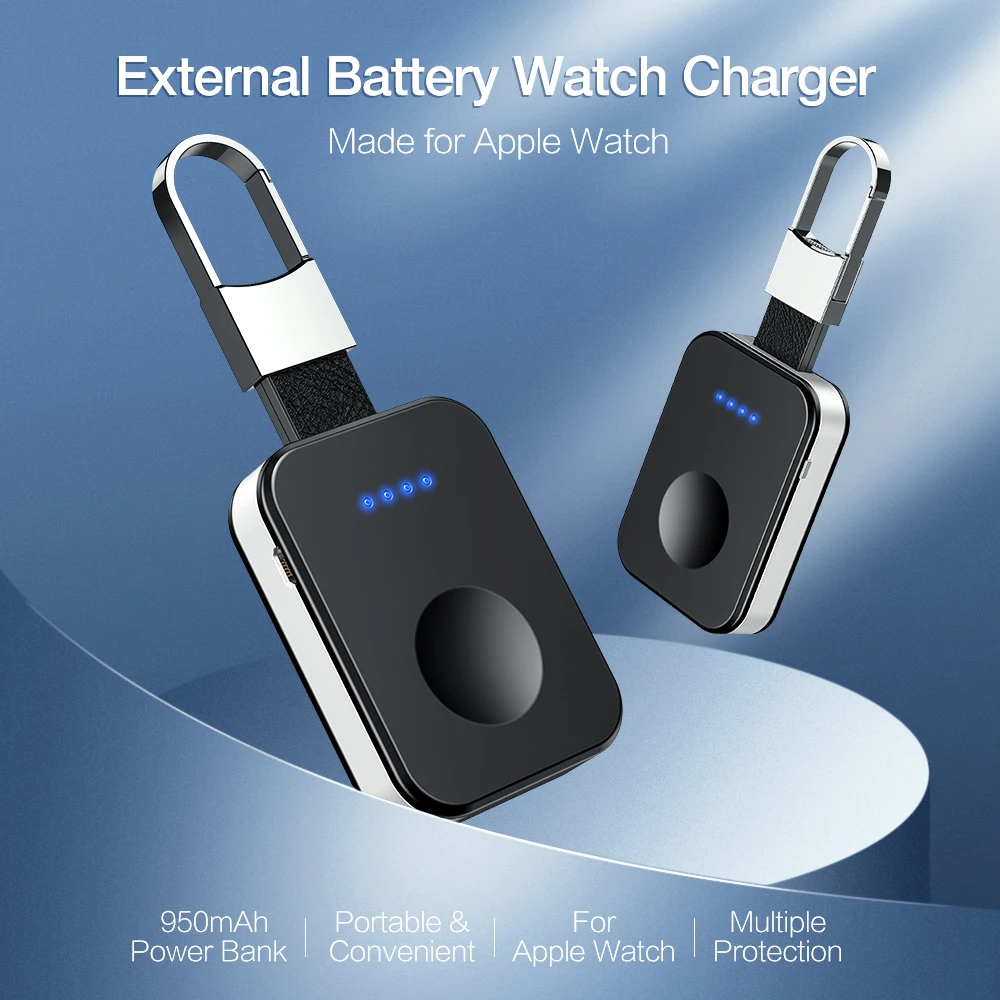 RAXFLY брелок Беспроводное зарядное устройство для Apple i Watch серии 4 3 2 950mAH LED Power Bank